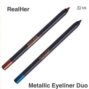 RealHer Metallic Eyeliner Duo and Velvet Tint Set - Black and Pink and Natural